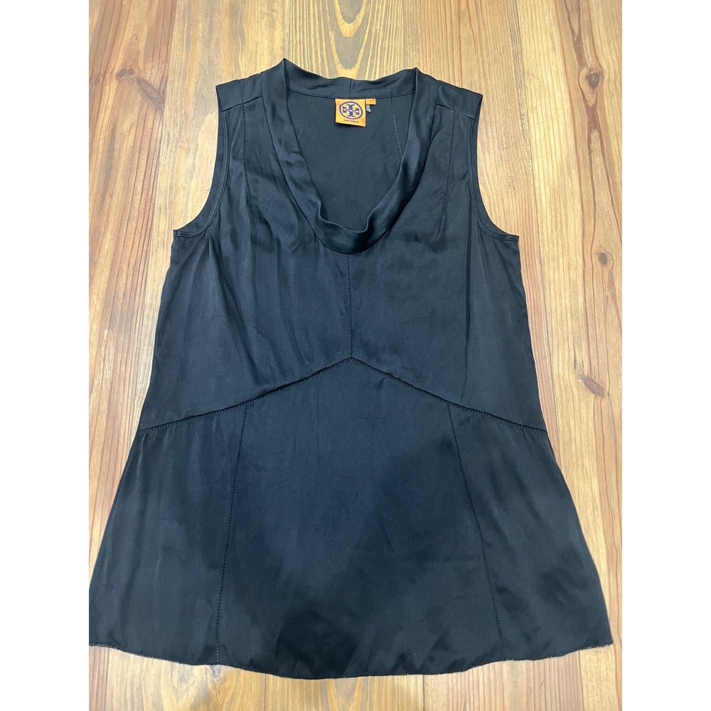 Tory Burch Black Silk Sleeveless Cowl Neck‎ Tank Top Women's Size 6